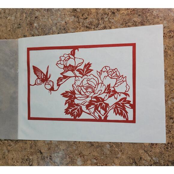 Vintage Barbara Ripple Scherenschnitte Red Paper Cut Art Butterfly Signed 1996 - Picture 1 of 6